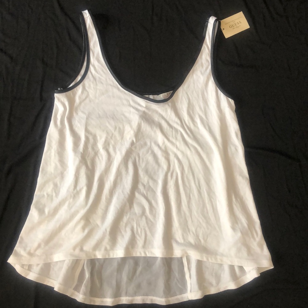 New Guess EYANIA CHIFFON HIGH-LOW TANK top Blouse